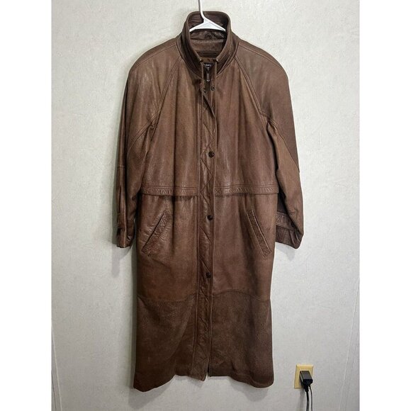 ADVENTURE BOUND BY WILSONS 100% Brown Leather Western Duster Thinsulate Medium - Picture 1 of 14
